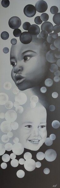 Painting titled "Bubbles" by Sylvie Cappe, Original Artwork, Oil