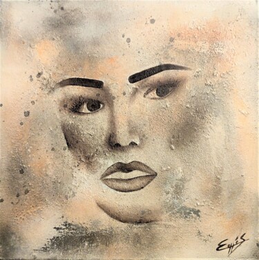 Painting titled "Monica" by Sylvie Cappe, Original Artwork, Acrylic Mounted on Wood Stretcher frame