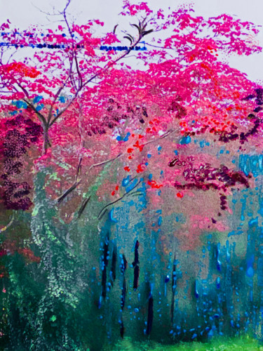 Pintura intitulada "Fall tree" por Sylvie Paule Caron, Obras de arte originais, Tinta