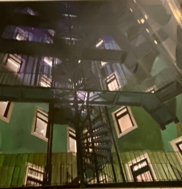 Pittura intitolato "Stairway - only the…" da Sylvie Paule Caron, Opera d'arte originale, Acrilico