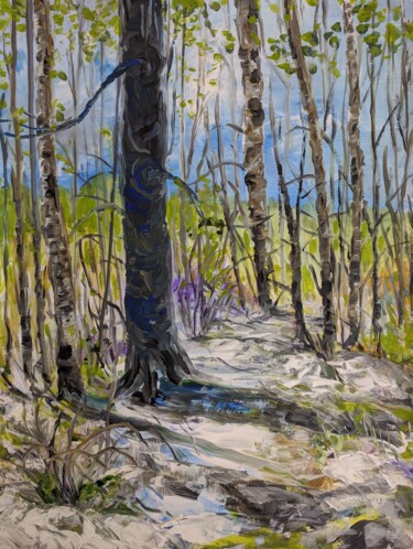 Malerei mit dem Titel "A Walk in the Forest" von Sylvie Carter, Original-Kunstwerk, Acryl
