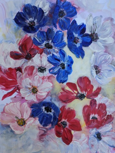 Картина под названием "Colorful and Free A…" - Sylvie Carter, Подлинное произведение искусства, Акрил