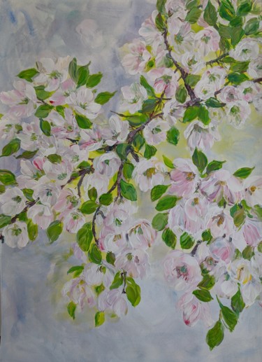 Painting titled "Cherry Blossoms" by Sylvie Carter, Original Artwork, Acrylic
