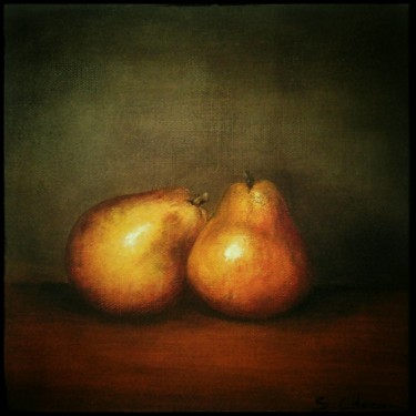 Painting titled "poires" by Sylvie Chacon, Original Artwork