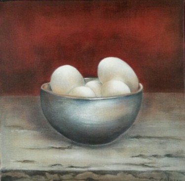 Malerei mit dem Titel "oeufs" von Sylvie Chacon, Original-Kunstwerk