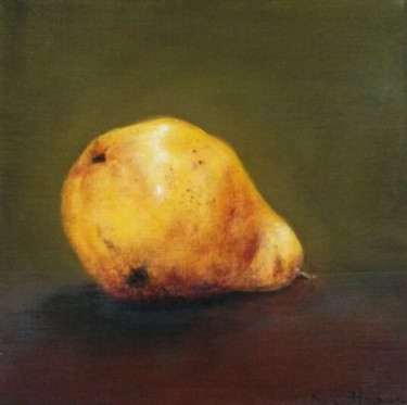 Peinture intitulée "Poire jaune" par Sylvie Chacon, Œuvre d'art originale