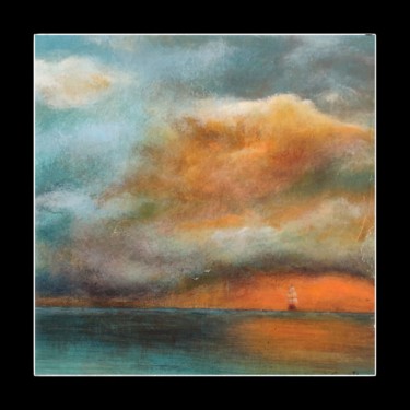 Painting titled "Ciel orageux en mer" by Sylvie Chacon, Original Artwork, Acrylic