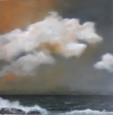 Painting titled "Orage" by Sylvie Chacon, Original Artwork, Acrylic Mounted on Wood Stretcher frame