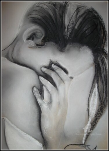 Dessin intitulée "Femme qui  pleure" par Sylvie Chauvin, Œuvre d'art originale