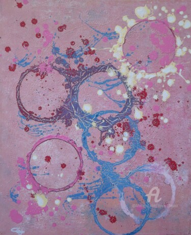 Peinture intitulée "Feu de roses" par Sylvie Chauvin, Œuvre d'art originale, Huile