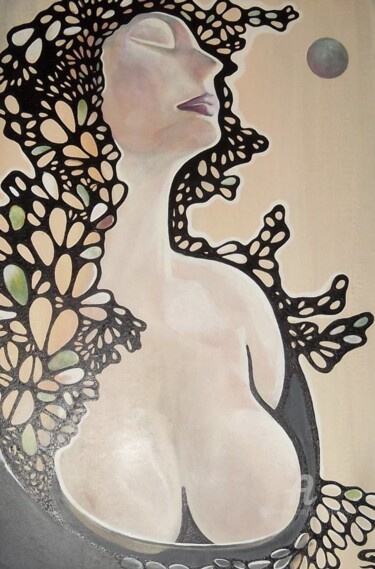 Painting titled "Ange" by Sylvie Chauvin, Original Artwork, Oil