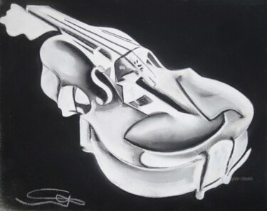 Drawing titled "VIOLON" by Sylvie Chauvin, Original Artwork, Pastel