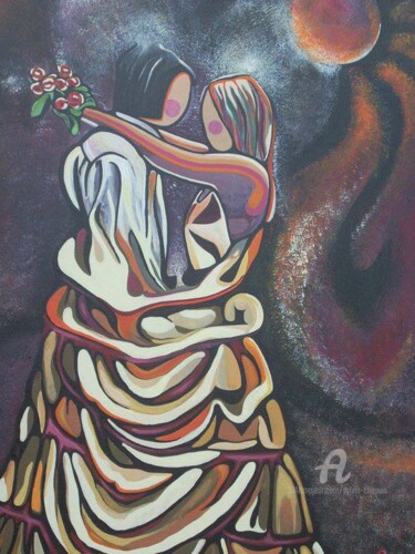 Painting titled "COUPLE QUI DANSE" by Sylvie Chauvin, Original Artwork, Acrylic