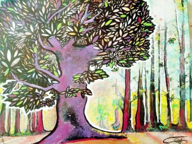 Peinture intitulée "MON ARBRE" par Sylvie Chauvin, Œuvre d'art originale, Acrylique