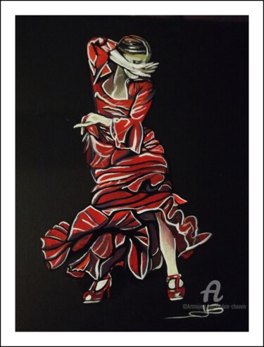 Malerei mit dem Titel "Flamenca" von Sylvie Chauvin, Original-Kunstwerk, Acryl