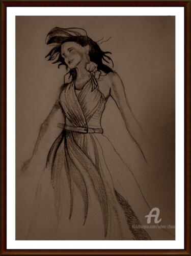 Drawing titled "Ondine" by Sylvie Chauvin, Original Artwork, Pencil