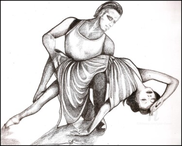 Drawing titled "DANSE" by Sylvie Chauvin, Original Artwork, Pencil