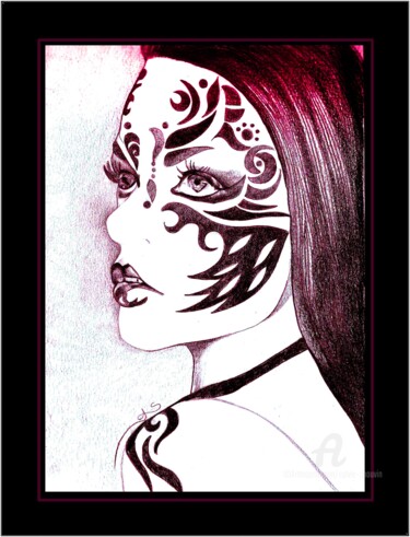 Dessin intitulée "Tattoo" par Sylvie Chauvin, Œuvre d'art originale, Crayon