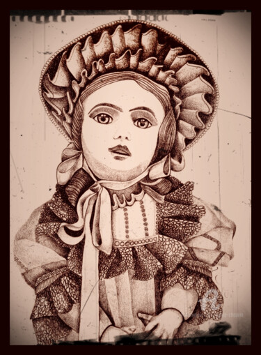Drawing titled "Crayon de PORCELAINE" by Sylvie Chauvin, Original Artwork, Pencil