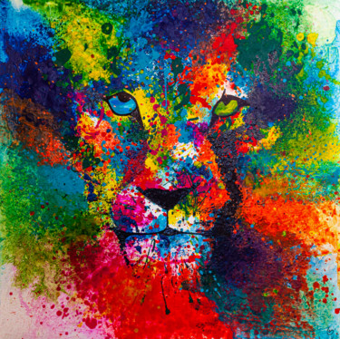 Peinture intitulée "LION PEP'S" par Sylvie Clain, Œuvre d'art originale, Acrylique Monté sur Châssis en bois