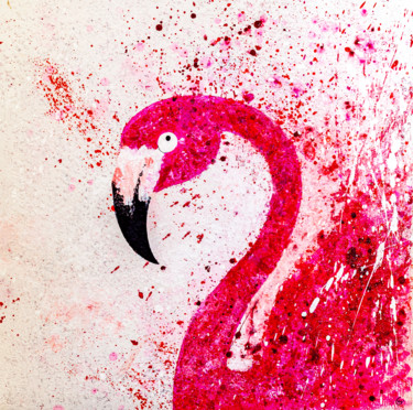 Painting titled "FLAMAND ROSE ROSE" by Sylvie Clain, Original Artwork, Acrylic Mounted on Wood Stretcher frame