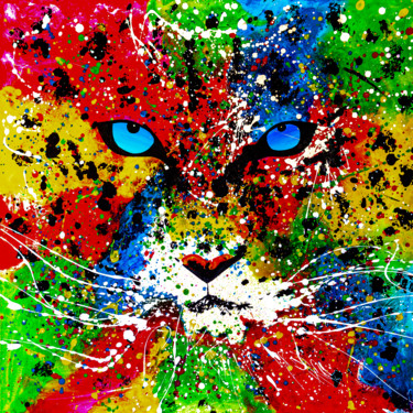 Painting titled "PANTHERA" by Sylvie Clain, Original Artwork, Acrylic Mounted on Wood Stretcher frame