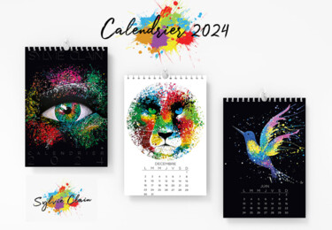 Картина под названием "Calendrier 2024" - Sylvie Clain, Подлинное произведение искусства, Акрил