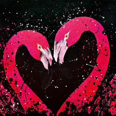 「La vie en rose rose」というタイトルの絵画 Sylvie Clainによって, オリジナルのアートワーク, アクリル ウッドストレッチャーフレームにマウント
