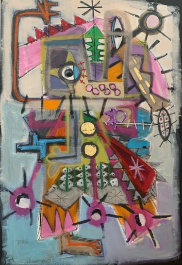 Картина под названием "Poisson numéro 2" - Sylvie Colantonio, Подлинное произведение искусства, Акрил Установлен на Деревянн…