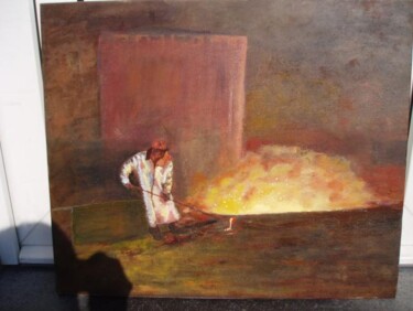 Schilderij getiteld "fondeur en sidérurg…" door Sylvie Collard, Origineel Kunstwerk