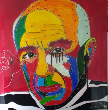 Schilderij getiteld "Pablo Picasso" door Sylvie Delaye, Origineel Kunstwerk, Acryl