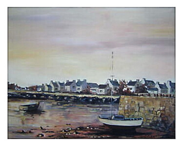 Painting titled "petit port breton" by Sylvie Delhors Penkalla, Original Artwork, Oil