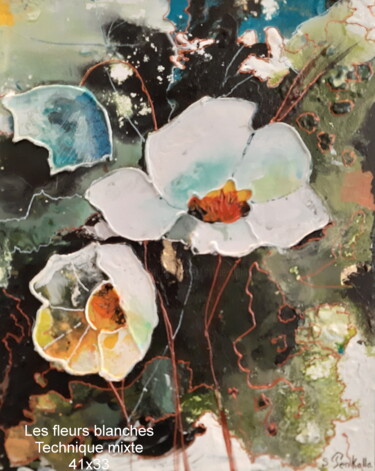 "fleurs blanches" başlıklı Tablo Sylvie Delhors Penkalla tarafından, Orijinal sanat, Akrilik
