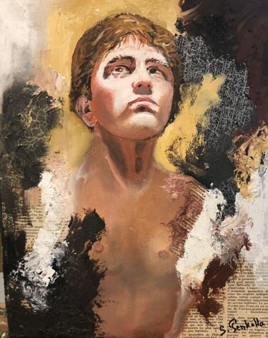 Pittura intitolato "jeune homme" da Sylvie Delhors Penkalla, Opera d'arte originale, Olio