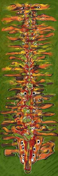 Arts numériques intitulée "Totem endiablé" par Sylvie Dessert (Syl), Œuvre d'art originale, Peinture numérique