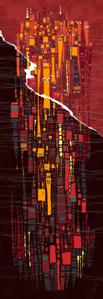 Digitale Kunst getiteld "Déchirage" door Sylvie Dessert (Syl), Origineel Kunstwerk, Digitaal Schilderwerk