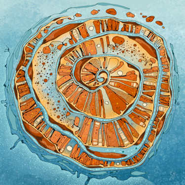 Digital Arts titled "Orange à mer" by Sylvie Dessert (Syl), Original Artwork, Digital Painting