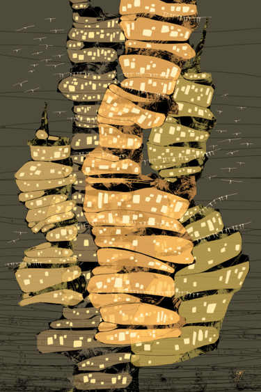 Nuit blême Digitale Künste mit dem Titel "Nuit blême" von Sylvie Dessert (Syl), Original-Kunstwerk, Digitale Malerei