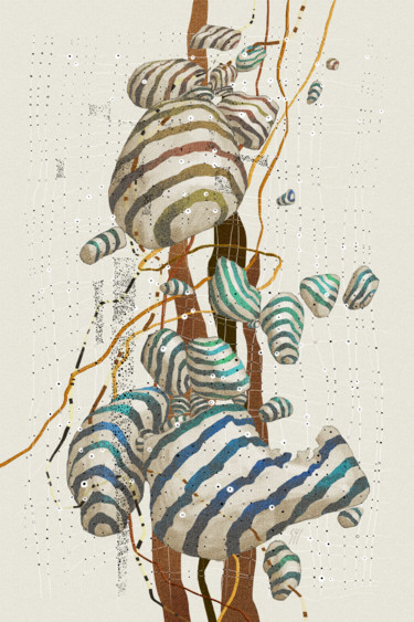 Arts numériques intitulée "Flotté de cailloux" par Sylvie Dessert (Syl), Œuvre d'art originale, Peinture numérique