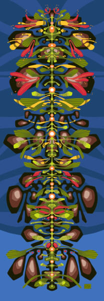 Digital Arts titled "Totem exotic" by Sylvie Dessert (Syl), Original Artwork, Digital Painting