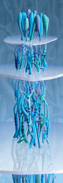Digital Arts titled "Instants bleus" by Sylvie Dessert (Syl), Original Artwork, Digital Painting