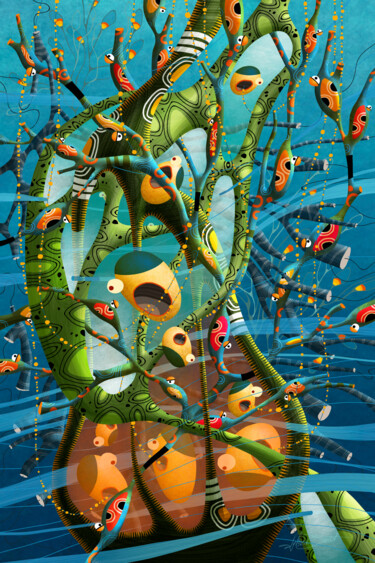 Arte digital titulada "Petits chanteurs à…" por Sylvie Dessert (Syl), Obra de arte original, Pintura Digital