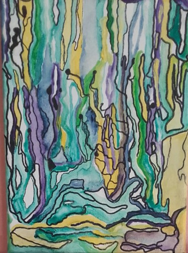 Painting titled "fou" by Sylvie Docenko, Original Artwork, Ink