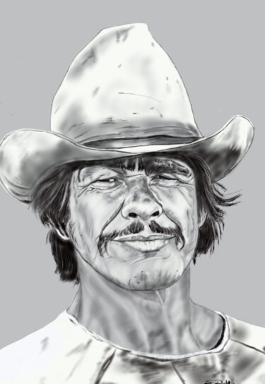 Charles Bronson portrait Drawing titled "Charles Bronson por…" by Sylvie Dotta, Original Art, Pencil