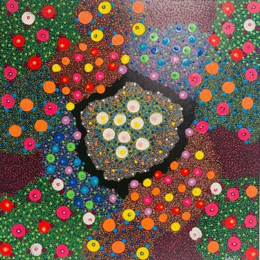 Картина под названием "LES JARDINS" - Sylvie Estaynou, Подлинное произведение искусства, Акрил Установлен на Деревянная рама…