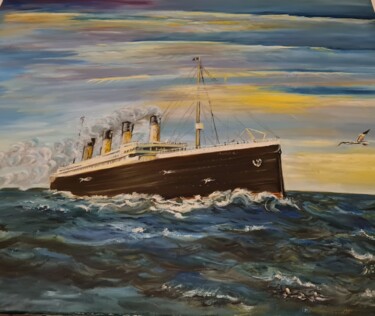 Peinture intitulée "Le Titanic" par Sylvie Etienne, Œuvre d'art originale, Huile