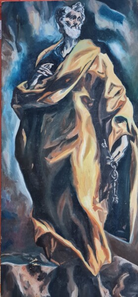 Pittura intitolato "" Saint Pierre "" da Sylvie Etienne, Opera d'arte originale, Olio