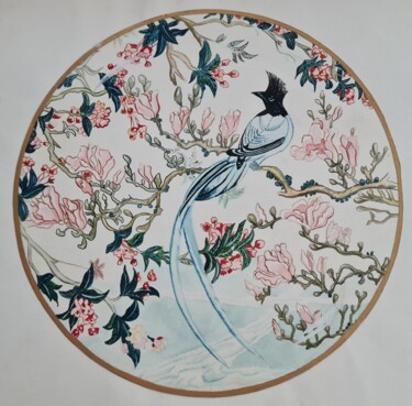 Pintura titulada "Oiseaux du paradis" por Sylvie Etienne, Obra de arte original, Acuarela