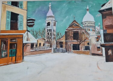 Peinture intitulée "Montmartre" par Sylvie Etienne, Œuvre d'art originale, Gouache