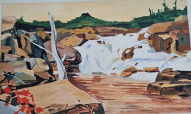 Peinture intitulée "" La cascade "" par Sylvie Etienne, Œuvre d'art originale, Gouache
